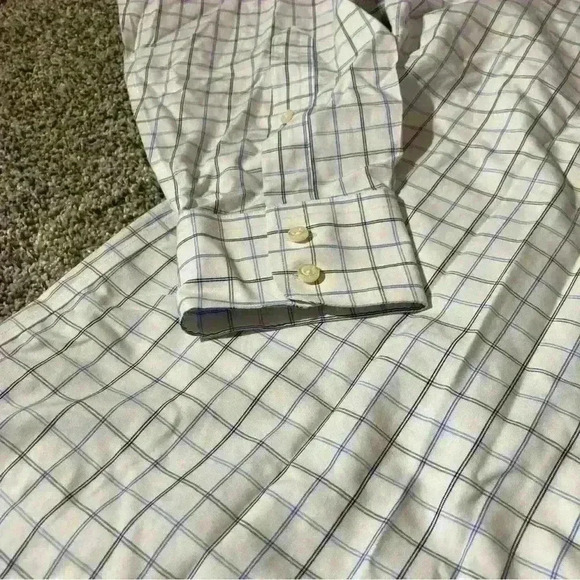 BROOKS BROTHERS MAKERS COTTON NON IRON DRESS SHIRT  White & Blue Stripe 2XL - Picture 2 of 9